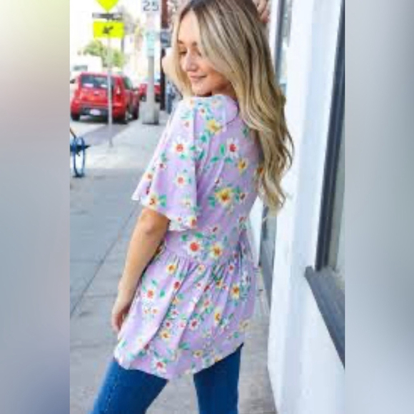 Dreamy Lilac Crochet Lace Babydoll Peplum Top - Cottagecore Meets Y2K - Picture 3 of 11